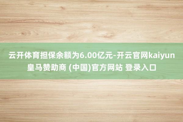 云开体育担保余额为6.00亿元-开云官网kaiyun皇马赞助