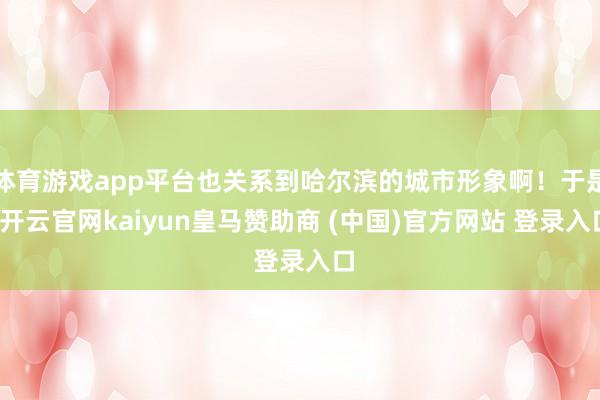 体育游戏app平台也关系到哈尔滨的城市形象啊！于是-开云官网